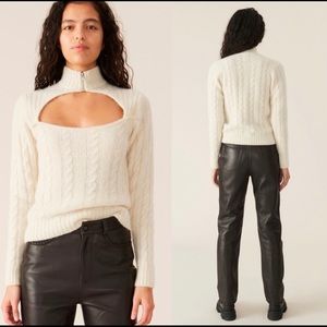 Ganni Alpaca Mock Neck Zip up sweater